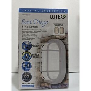 Lutec Coastal San Diego 8" White Outdoor Integrated LED Bulkhead Wall Lantern